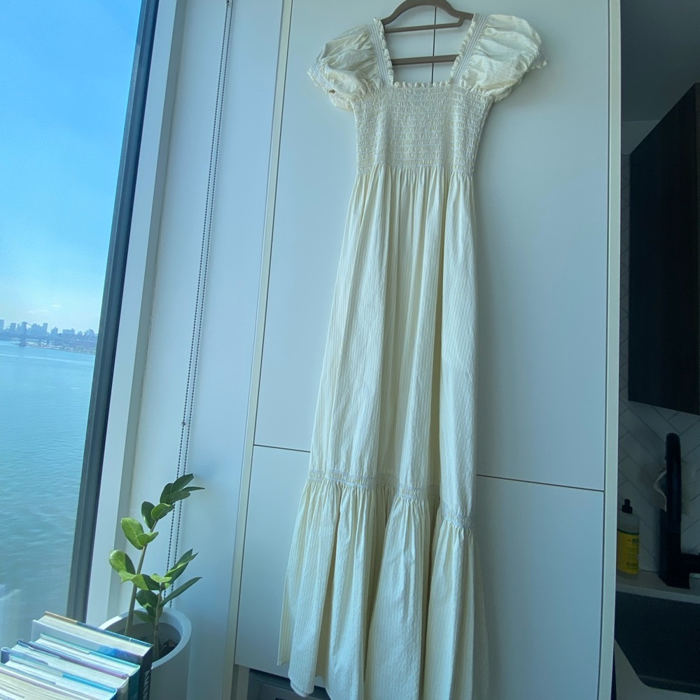 La Ligne Arielle Shirred Stripe poplin maxi